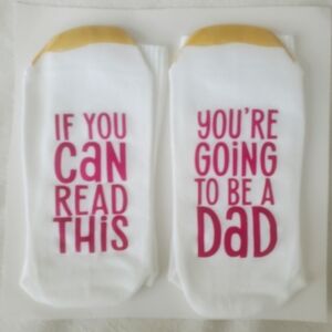 White and Gold "YOUR Gonna Be A DAD". Novelty Socks